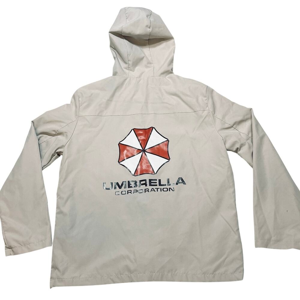 Resident Evil Umbrella Corporation Jacket Hooded Windbreaker Light Gray Large